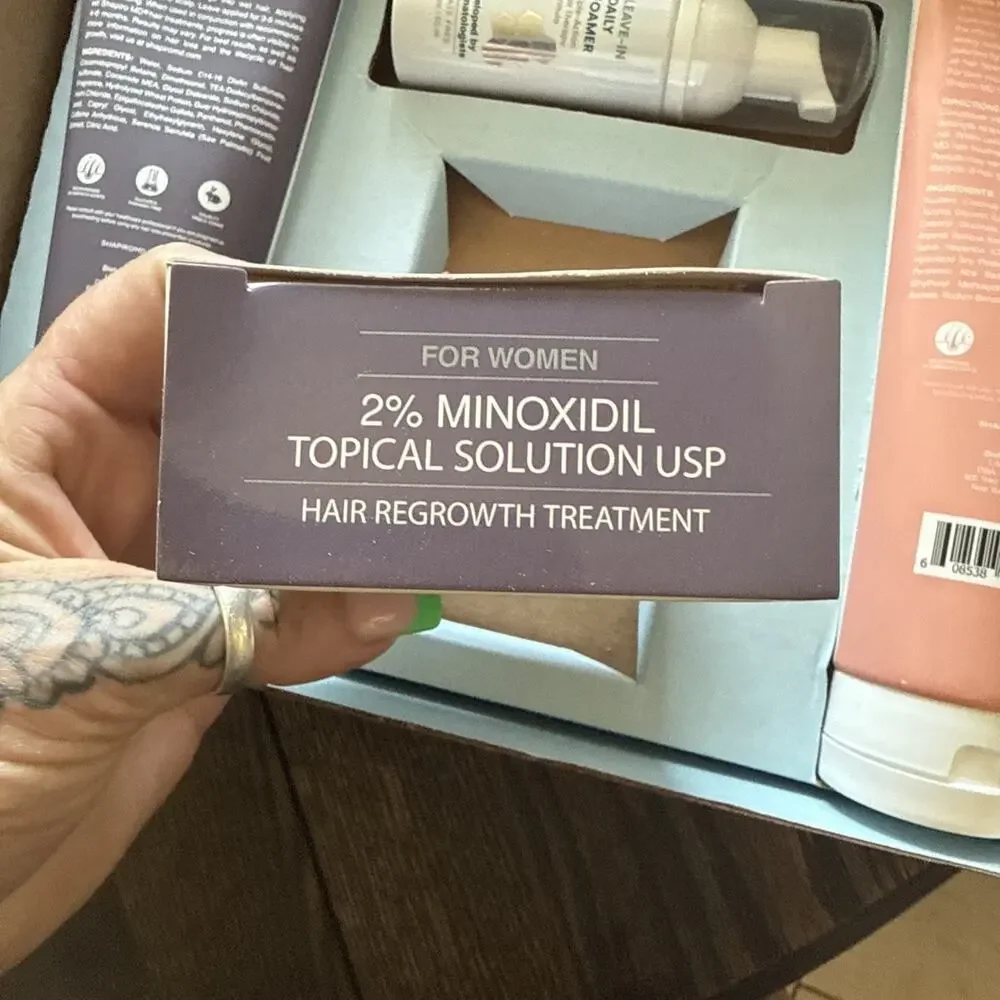 Women's Hair Regrowth Kit: Shampoo, Conditioner, 2% Minoxidil, Leave-In Foam